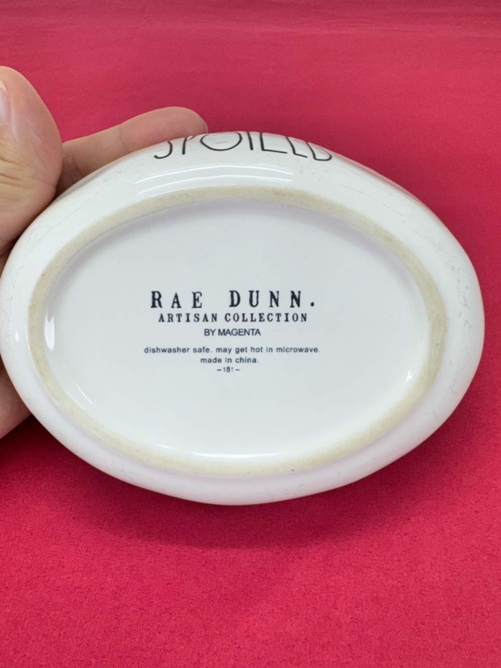 Rae Dunn Pink Ceramic 'SPOILED' Pet Dish - Picture 4 of 6